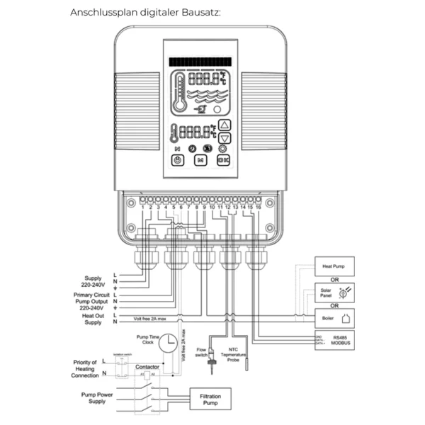 Wasser Wärmetauscher Elecro Kit G2 Anschlussplan Digitaler Bausatz